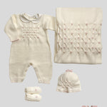 Coperta Neonata Primodi Bebè 3517 panna rosa 3517.1SU ROSELLINA PRIMODI BEBE 