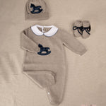 Set nascita unisex BABY LORD SETCAVALLUCCIO Beige SETCAVALLUCCIO CORDA/BLU BABY LORD 
