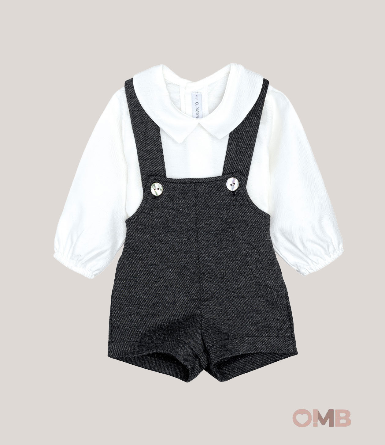 Completo salopette neonato CALAMARO BABY 11428 grigio 11428 GRIGIO CALAMARO BABY 