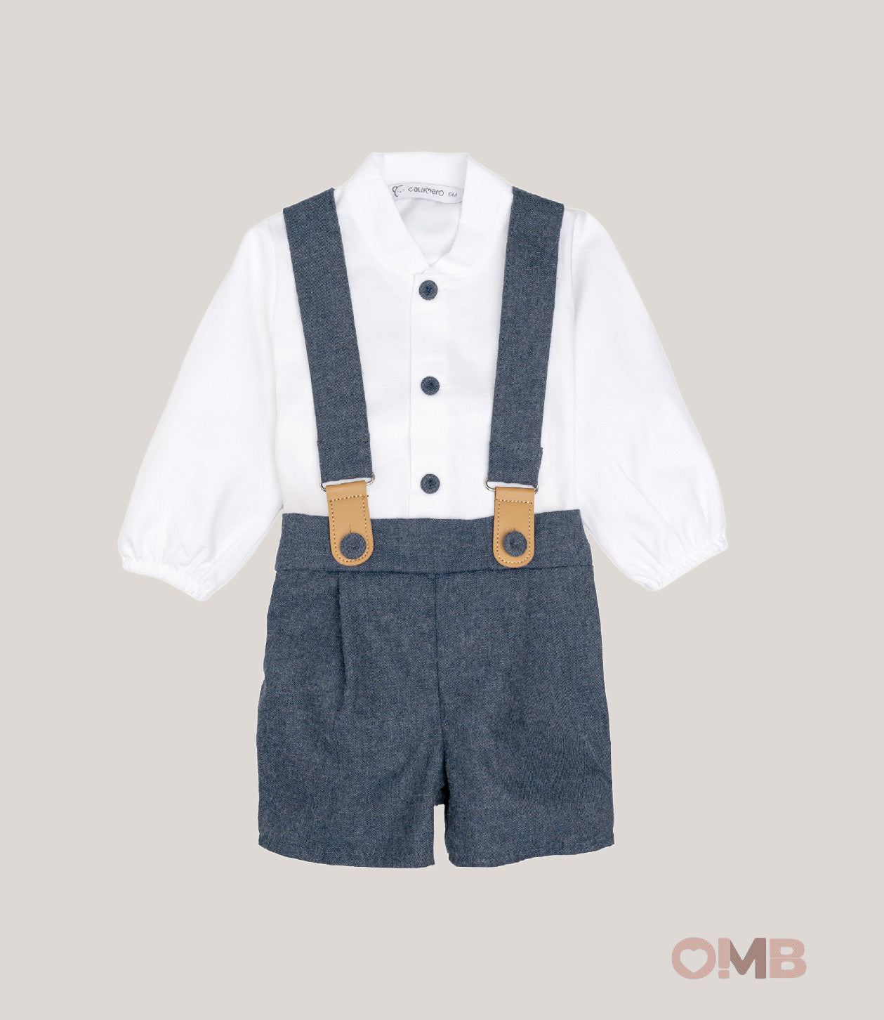 Completo salopette neonato CALAMARO BABY 11445 blu 11445 BLU CALAMARO BABY 