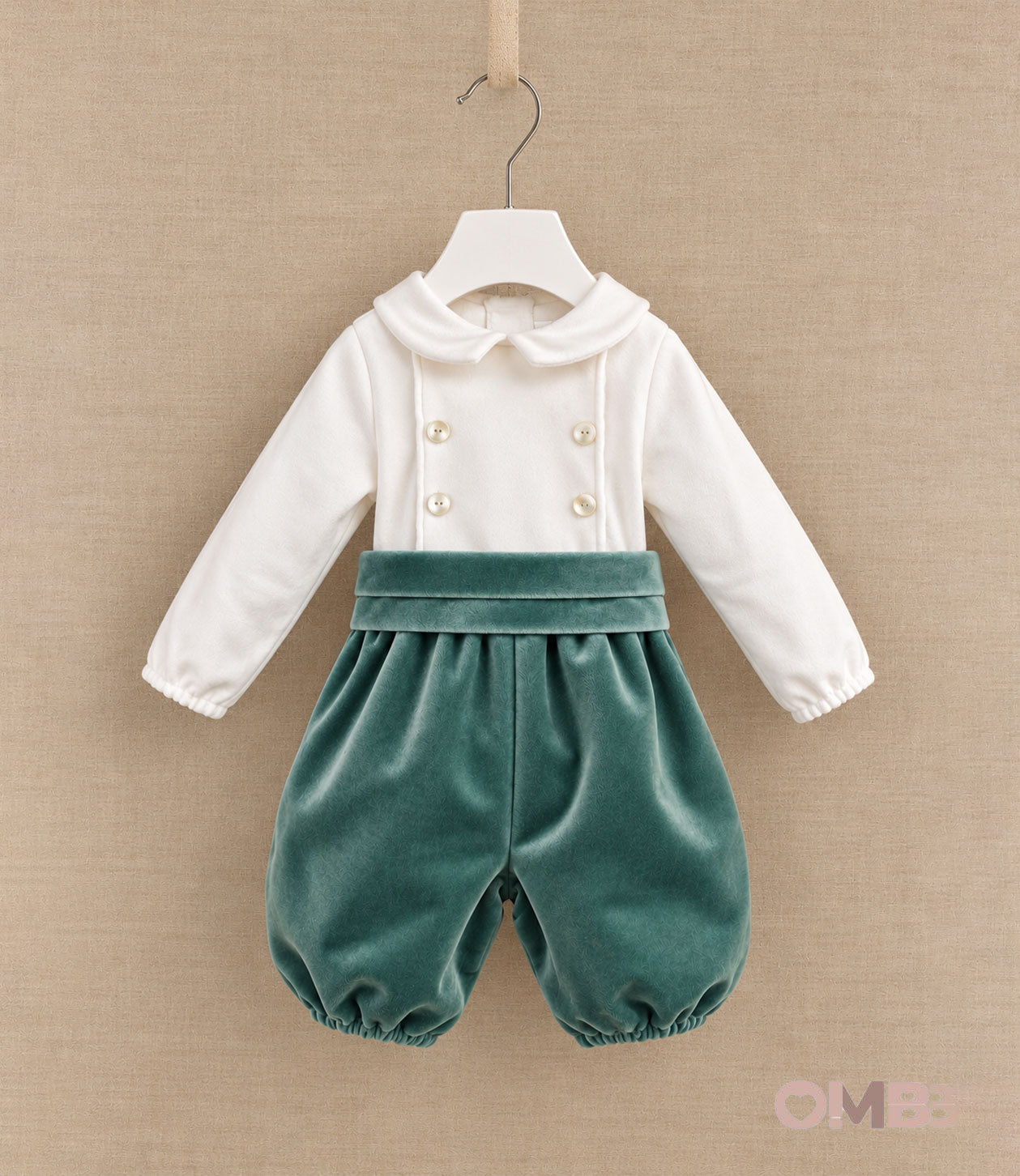 Pagliaccetto neonato CROCHETTE 9001 Verde<BR/> 9001 VERDE/PANNA CROCHETTE 