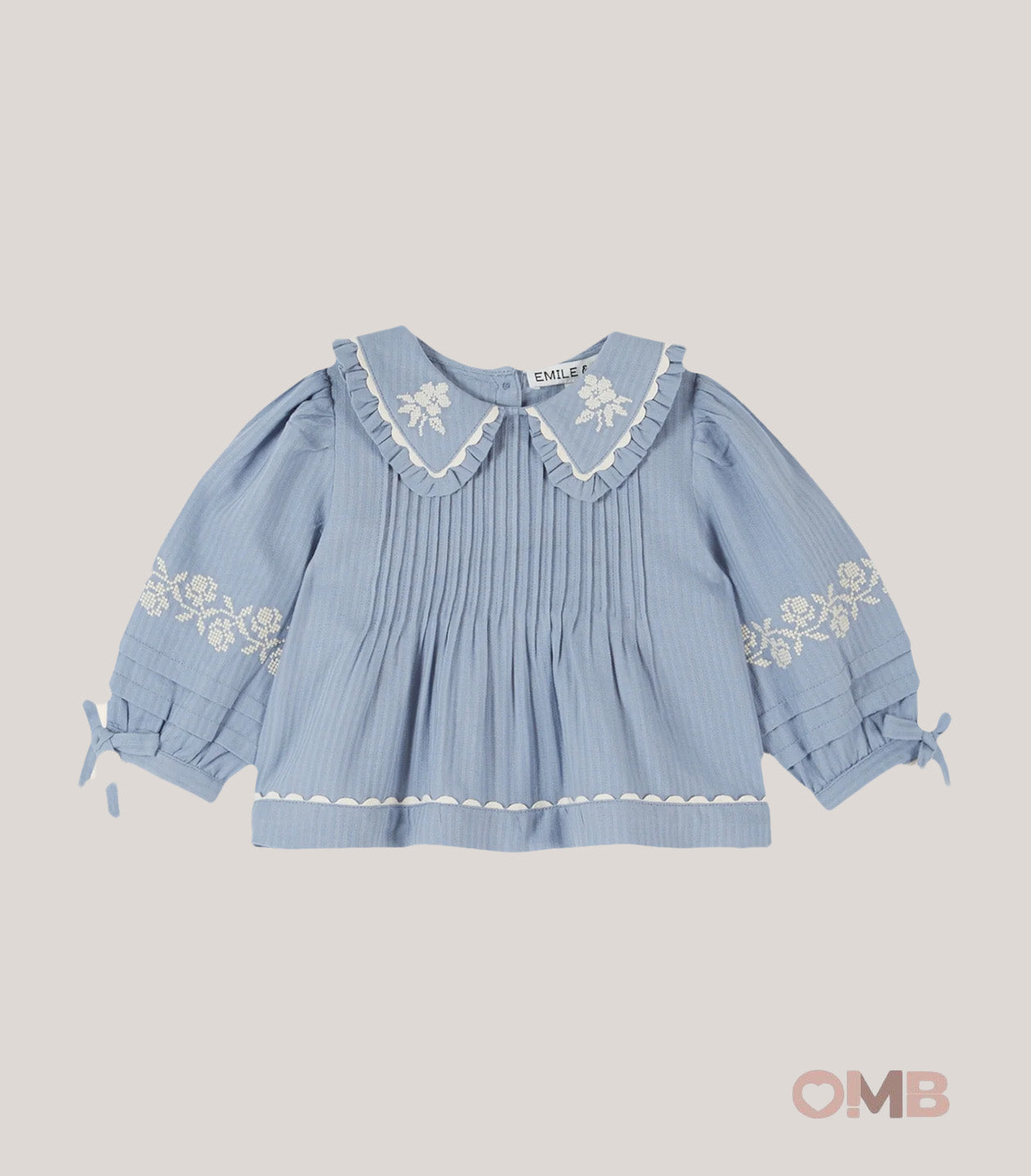 Camicia neonata EMILE ET IDA AE038 Azzurra AE038 DENIM EMILE ET IDA 