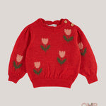 Maglione neonata EMILE ET IDA AE132 Rosso<BR/> AE132 ROSSO EMILE ET IDA 