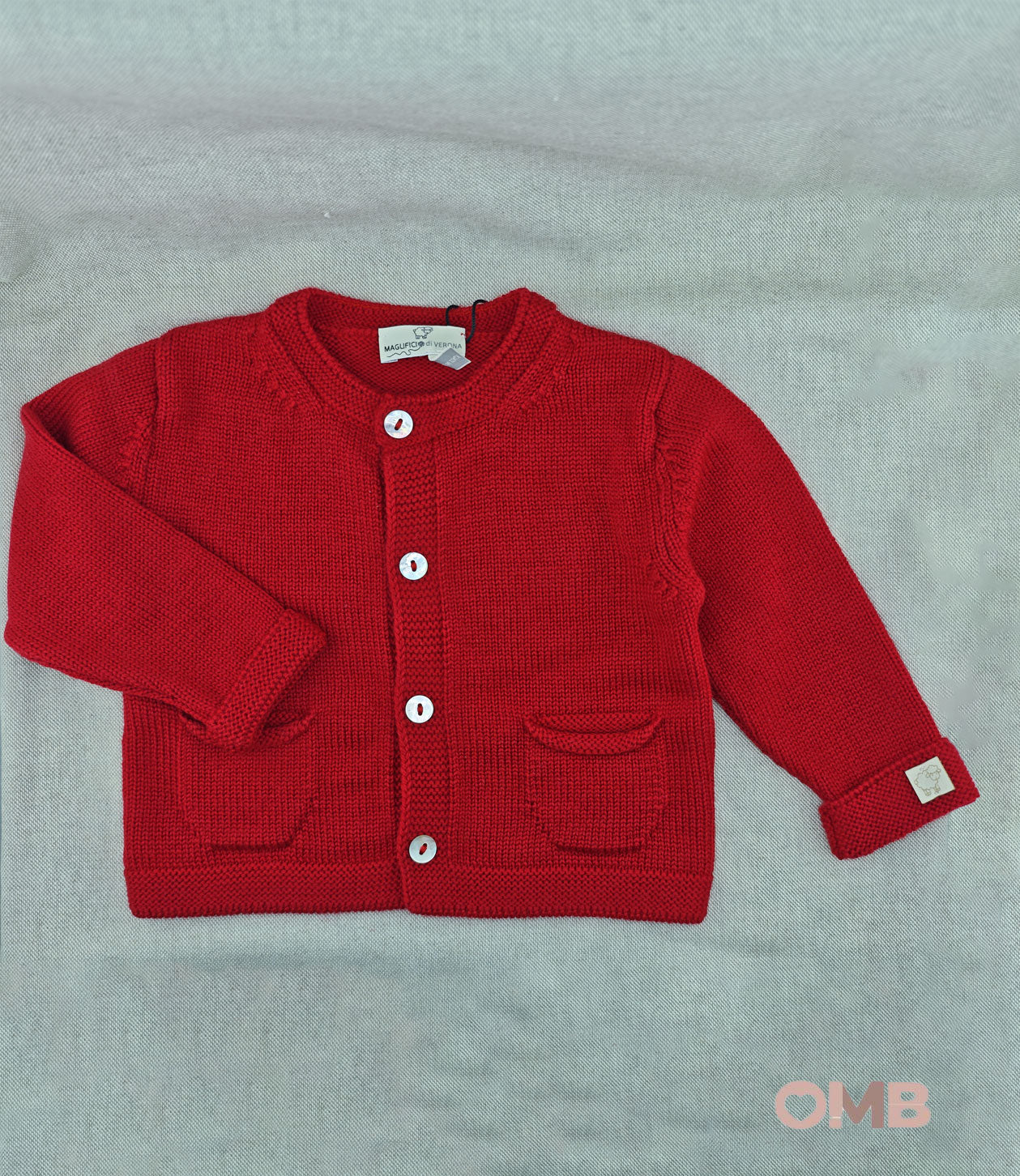 Cardigan neonato MAGLIFICIO VERONA 045621 Rosso<BR/> 045621. ROSSO MAGLIFICIO VERONA 