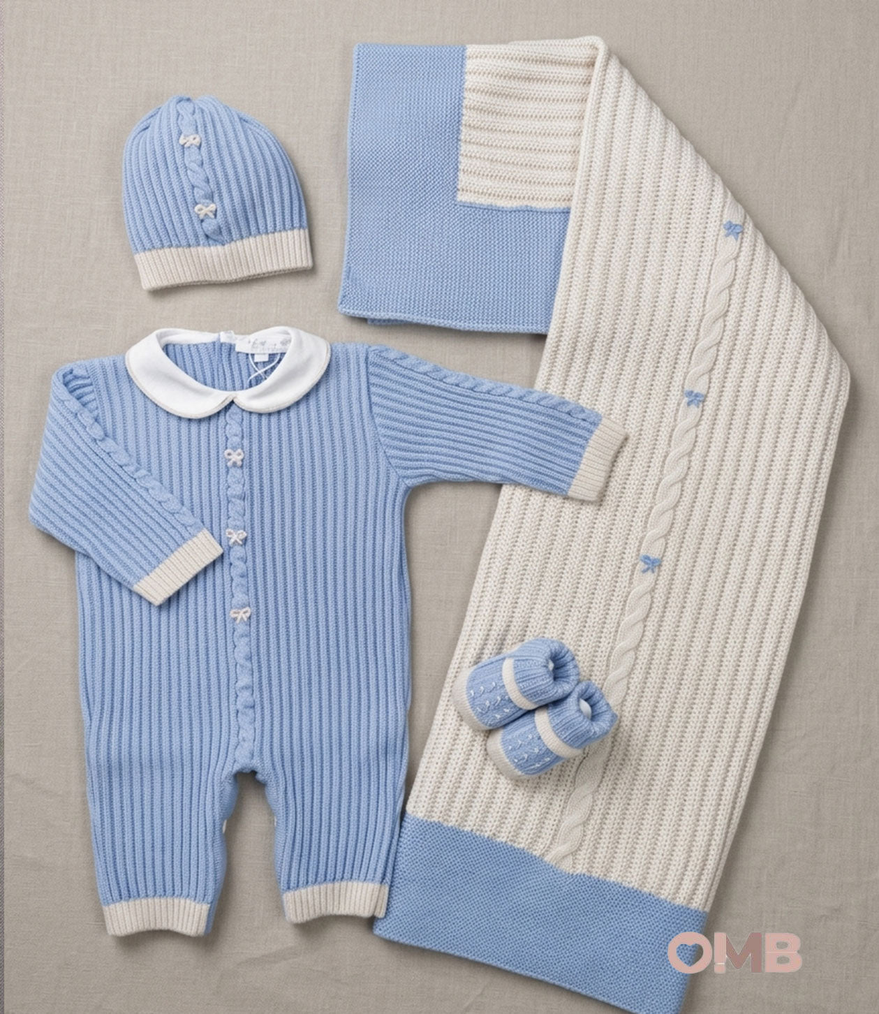 Set nascita neonato Primo di bebè 4707 cielo<BR/> 4707 TRECCIA PRIMODI BEBE 