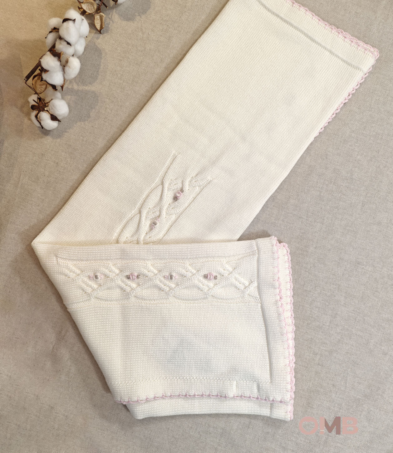 Coperta neonata Primo di Bebe 4712 panna rosa<BR/> 4712.1SU PANNA/ROSA PRIMODI BEBE 