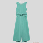 Abito bambina Abel&Lula 5221 Verde chiffon plissettato zip 5221 VERDE ABEL&LULA 