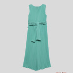 Abito bambina Abel&Lula 5221 Verde chiffon plissettato zip 5221 VERDE ABEL&LULA 