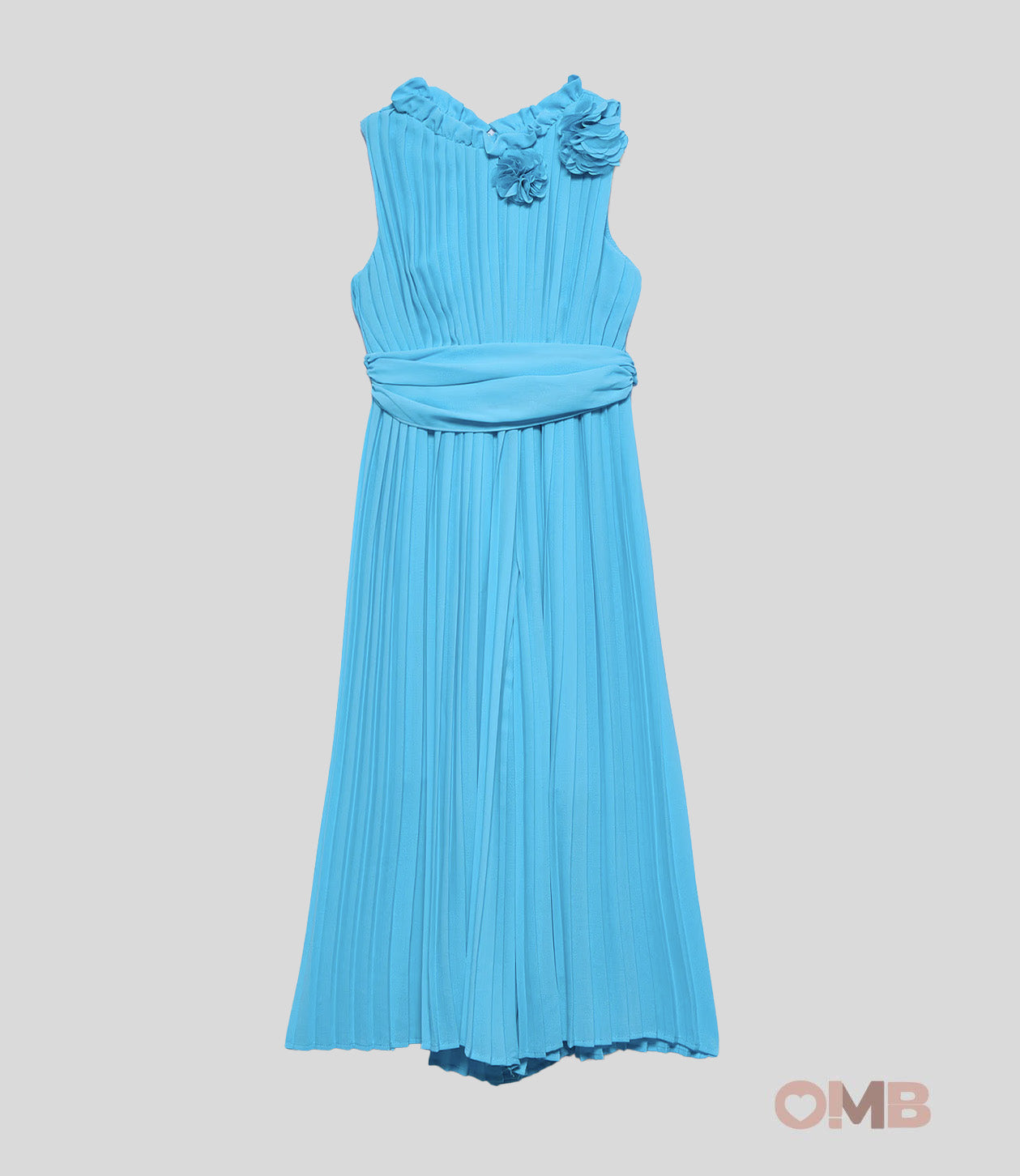 Tuta bambina Abel&Lula 5223 Turchese crepe plissettato fiori zip<BR/> 5223 TURCHESE ABEL&LULA 