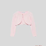 Cardigan bambina Abel&Lula 5382 Rosa viscosa bottone girocollo orli ondulati<BR/> 5382 ROSA ABEL&LULA 
