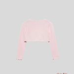 Cardigan bambina Abel&Lula 5382 Rosa viscosa bottone girocollo orli ondulati<BR/> 5382 ROSA ABEL&LULA 