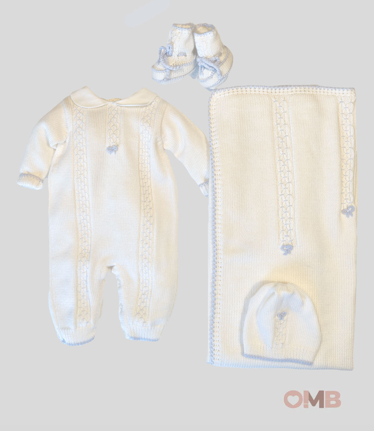 Set Neonato BIMBI CHIC Samuel Bianco<BR/> SET SAMUEL CIELO BIMBI CHIC 