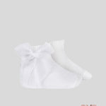 Calzino neonata Condor 2439/4 Bianco maglia rasata fiocco organza 2439/4 200 CONDOR 