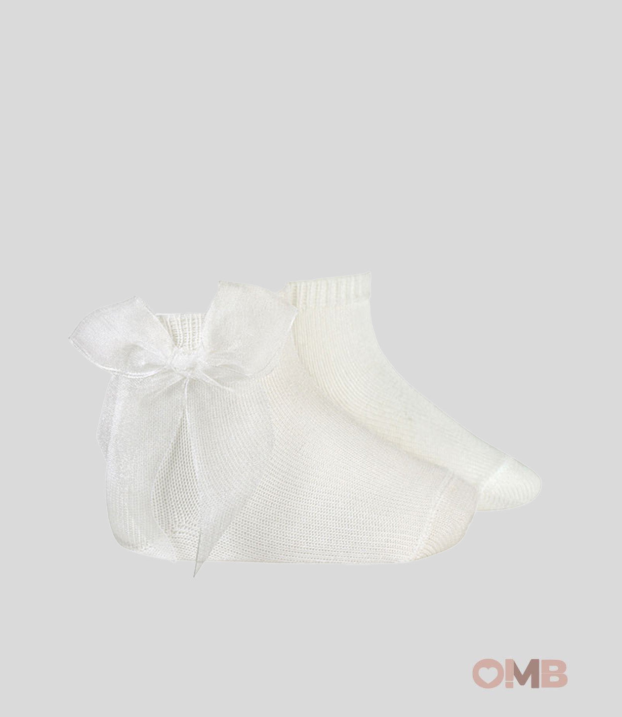 Calzino neonata Condor 2439/4 Latte maglia rasata fiocco organza 2439/4 202 CONDOR 