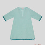 Caftano Bambina Pesciolino Rosso verde menta C2. VERDE PESCIOLINO ROSSO 