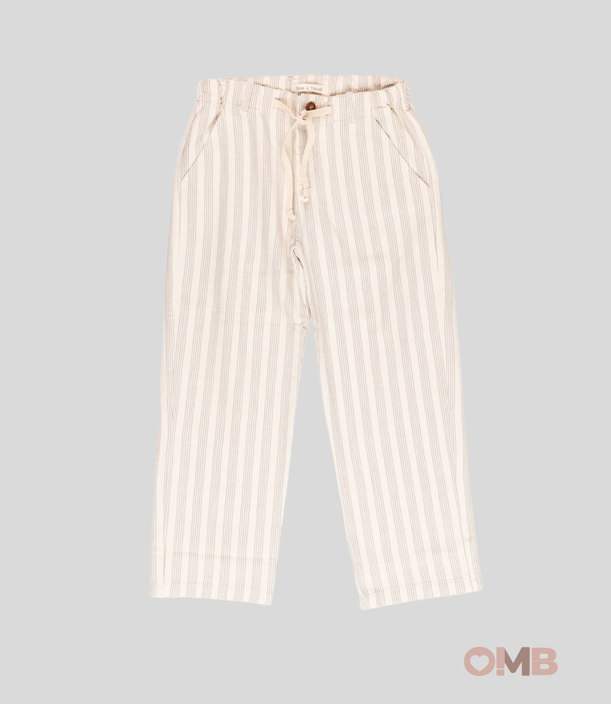 Pantalone bambina Zhoe&Tobiah SPP3M Beige coulisse tasche bottoni righe SPP3M TERRA DI SIENA ZHOE & TOBIAH 