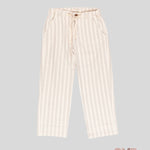 Pantalone bambina Zhoe&Tobiah SPP3M Beige coulisse tasche bottoni righe SPP3M TERRA DI SIENA ZHOE & TOBIAH 