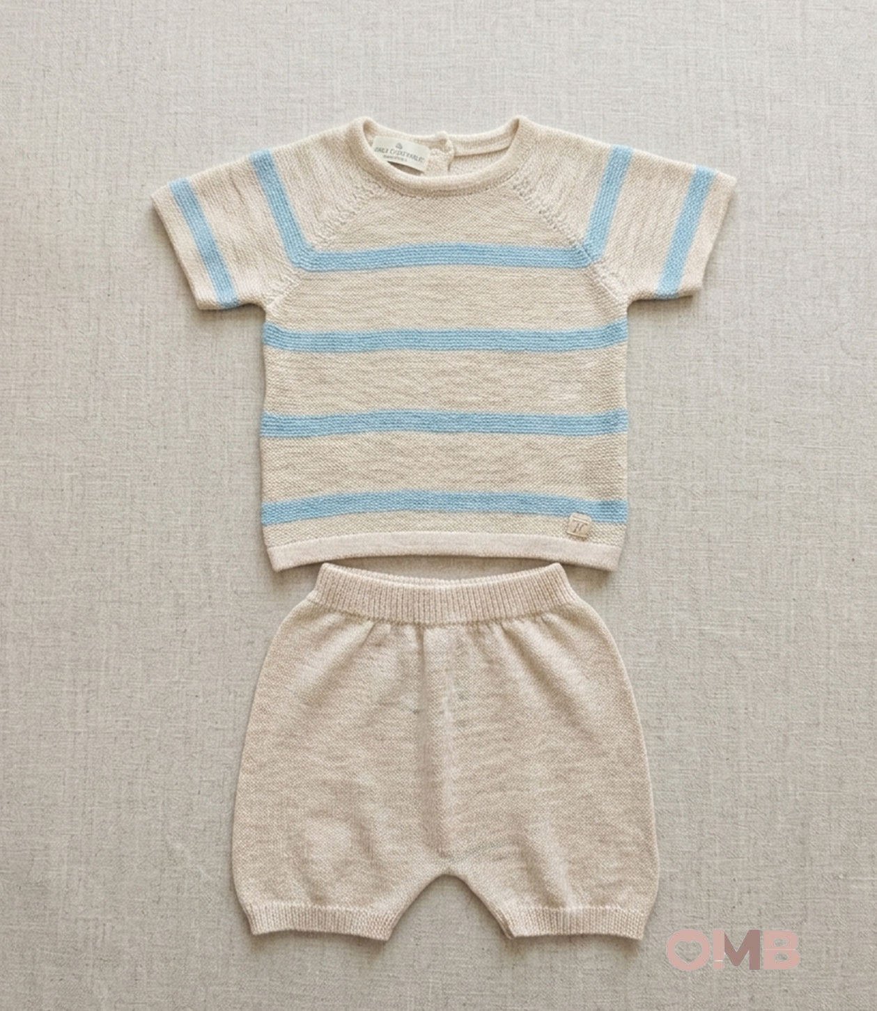Completo neonato MAGLIFICIO VERONA 045576045577 Ecru<BR/> 045576-045577 ECRU-AZZURRO MAGLIFICIO VERONA 