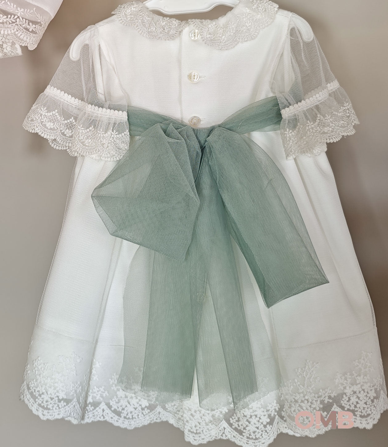Abito neonata NISERET 5732 Panna 5732 PANNA/VERDE NISERET 