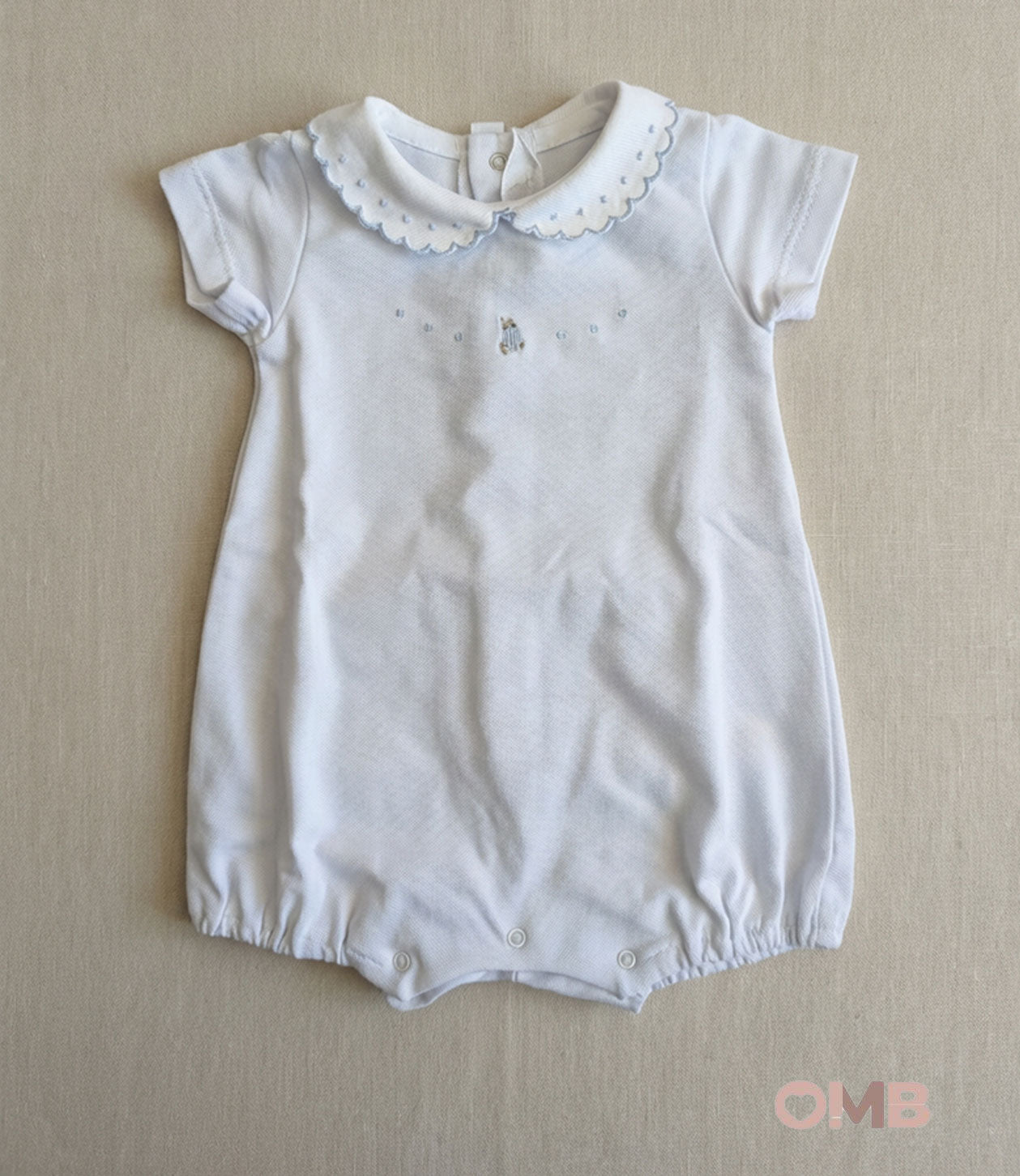Pagliaccetto neonato PEPECE' 7721R4PG Bianco<BR/> 7721R4PG BIANCO-CIELO PEPECE' 
