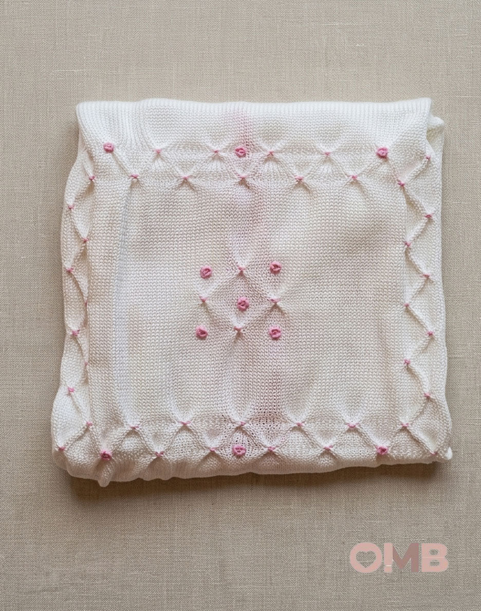 Coperta neonata PRIMODI BEBE 36151SU Bianca<BR/> 3615.1SU BIANCO/ROSA PRIMODI BEBE 