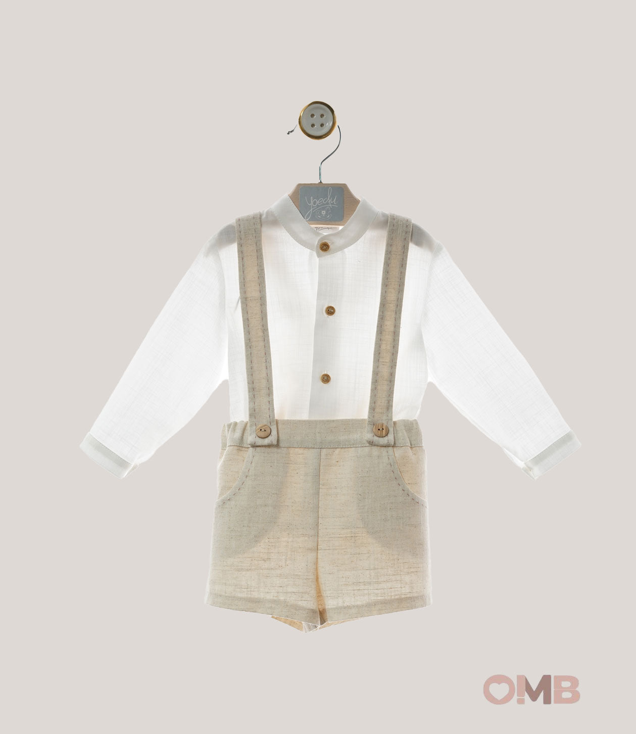 Completo Neonato Yoedu 0351 beige celeste 0351 LINO-CELESTE YOEDU 