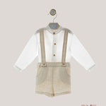 Completo Neonato Yoedu 0351 beige celeste 0351 LINO-CELESTE YOEDU 