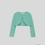 Cardigan bambina Abel&Lula 5382 Verde viscosa bottone manica lunga girocollo orlo ondulato 5382 VERDE ABEL&LULA 