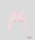 Cardigan bambina Abel&Lula 5382 Rosa viscosa bottone girocollo orli ondulati