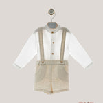 Completo Neonato Yoedu 0351 beige celeste 0351 LINO-CELESTE YOEDU 