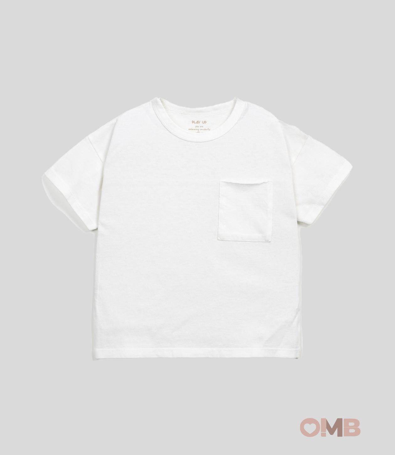 T-shirt Bambino PLAY UP 10900 bianca girocollo mezza manica bottoncini<BR/> 10900. BIANCO PLAY UP 