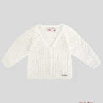 Cardigan neonata Condor 505 Latte manica lunga traforato scollo a v 505 202 CONDOR 