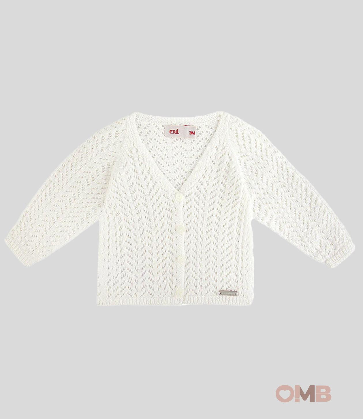 Cardigan neonata Condor 505 Latte manica lunga traforato scollo a v 505 202 CONDOR 