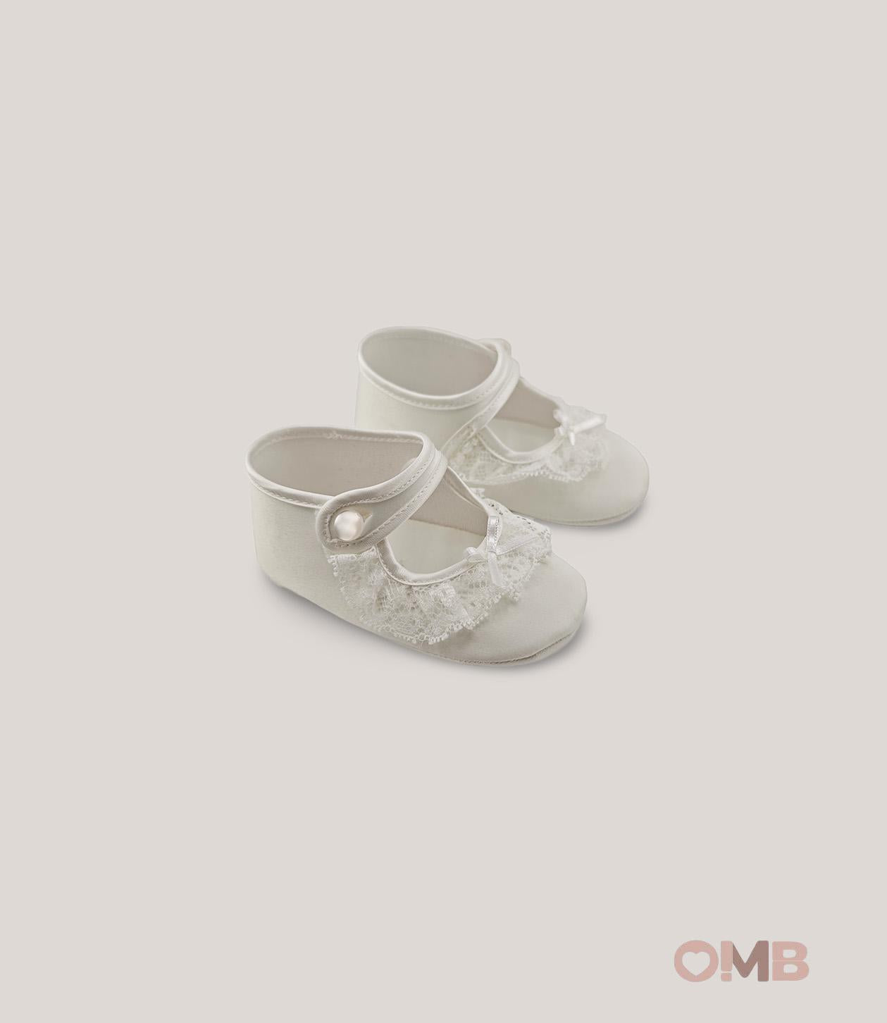 Scarpe neonata AMBARABA' SF4304 Bianche pizzo cinturino raso fiocco SF4304 BIANCO AMBARABA' 