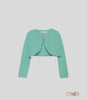 Cardigan bambina Abel&Lula 5382 Verde viscosa bottone manica lunga girocollo orlo ondulato