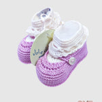 Set nascita JOLIE JULIET neonata ZELIASET Avorio<BR/> ZELIASET AVORIO-VIOLETTO JOLIE JULIET 