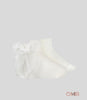 Calzino neonata Condor 2439/4 Latte maglia rasata fiocco organza