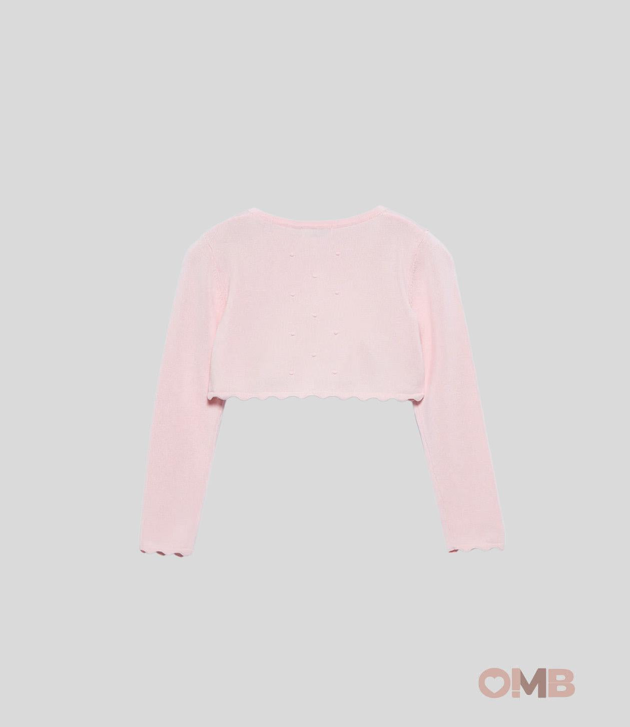 Cardigan bambina Abel&Lula 5382 Rosa viscosa bottone girocollo orli ondulati<BR/> 5382 ROSA ABEL&LULA 