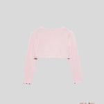 Cardigan bambina Abel&Lula 5382 Rosa viscosa bottone girocollo orli ondulati<BR/> 5382 ROSA ABEL&LULA 