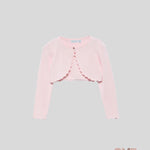 Cardigan bambina Abel&Lula 5382 Rosa viscosa bottone girocollo orli ondulati<BR/> 5382 ROSA ABEL&LULA 