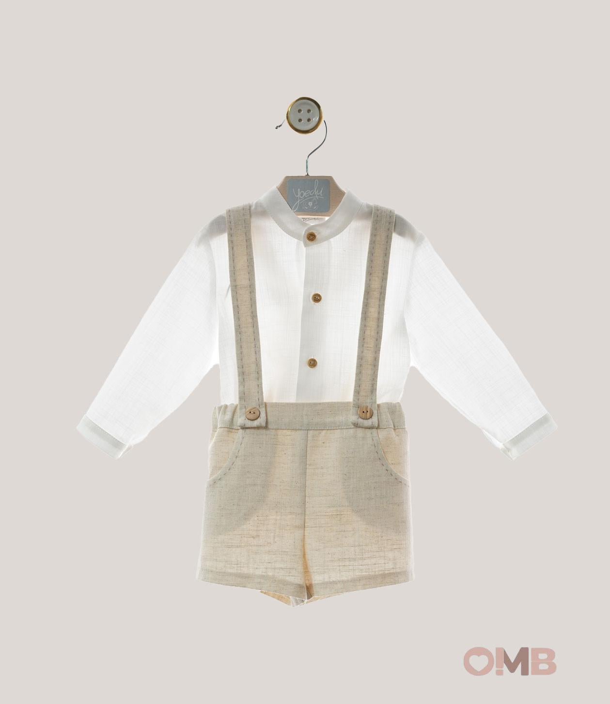 Completo Neonato Yoedu 0351 beige celeste 0351 LINO-CELESTE YOEDU 