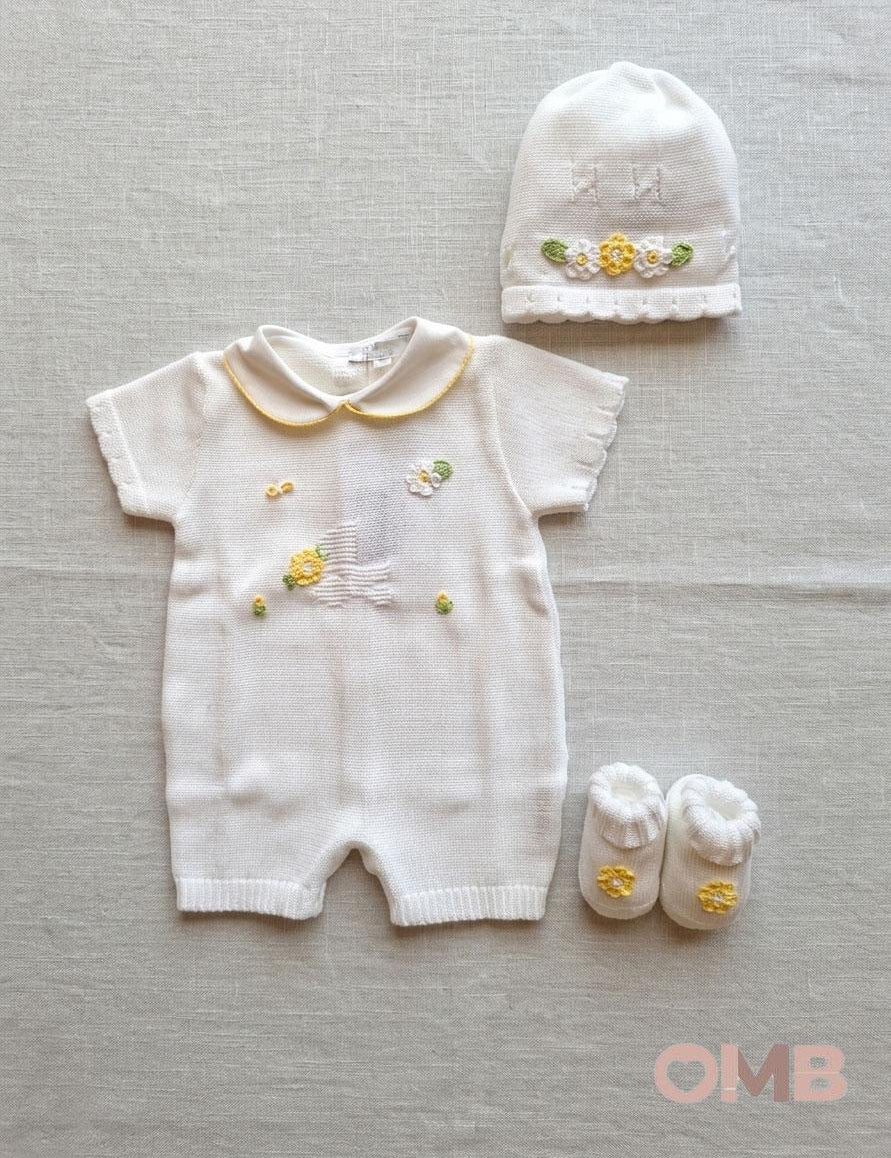 Set nascita neonata PRIMODI BEBE 36055CAPBAB Bianco 3605.5+CAP+BAB BIANCO/GIALLO PRIMODI BEBE 