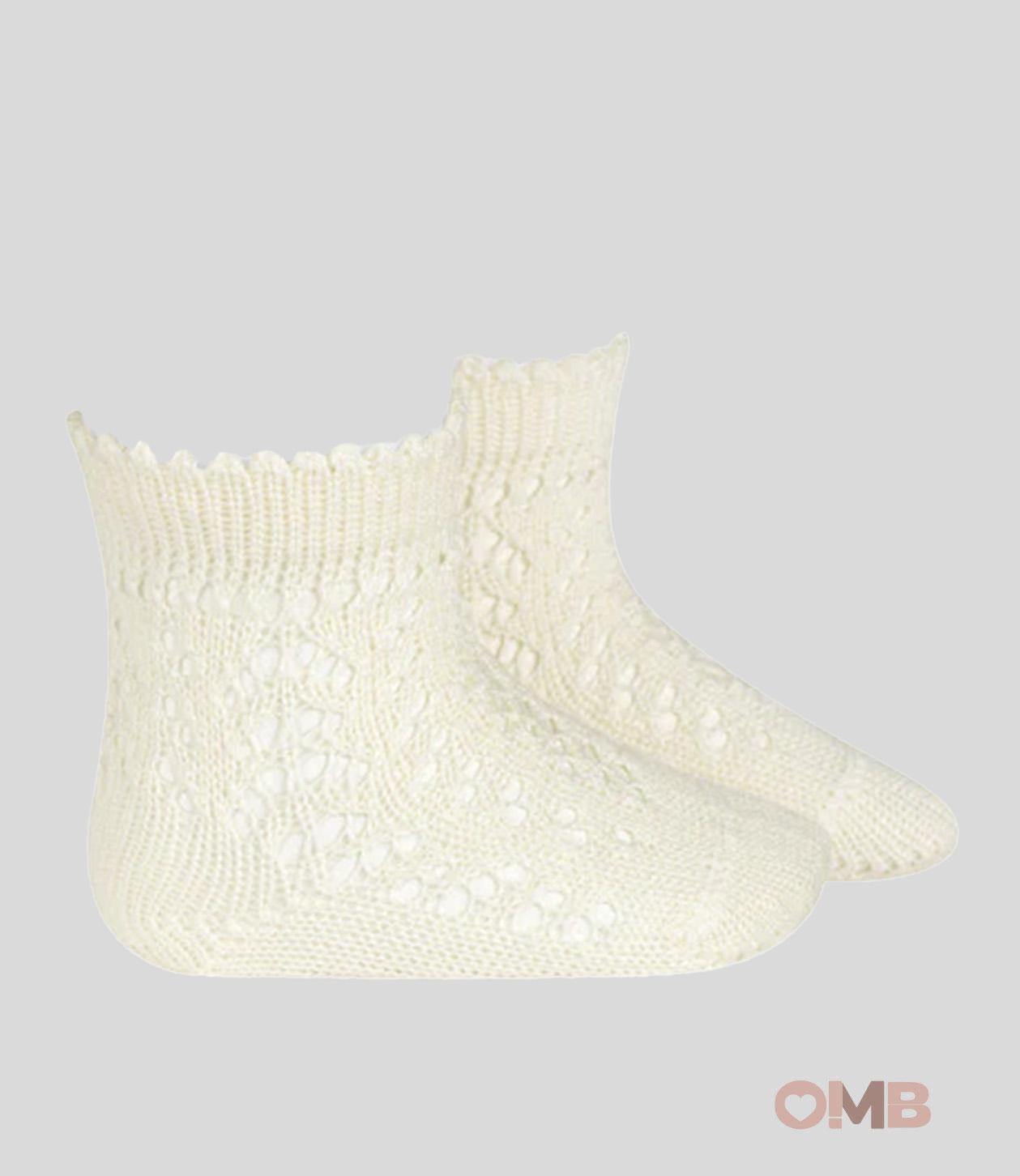 Calzino neonata Condor 2518/4 Panna traforati corti<BR/> 2518/4 303 CONDOR 