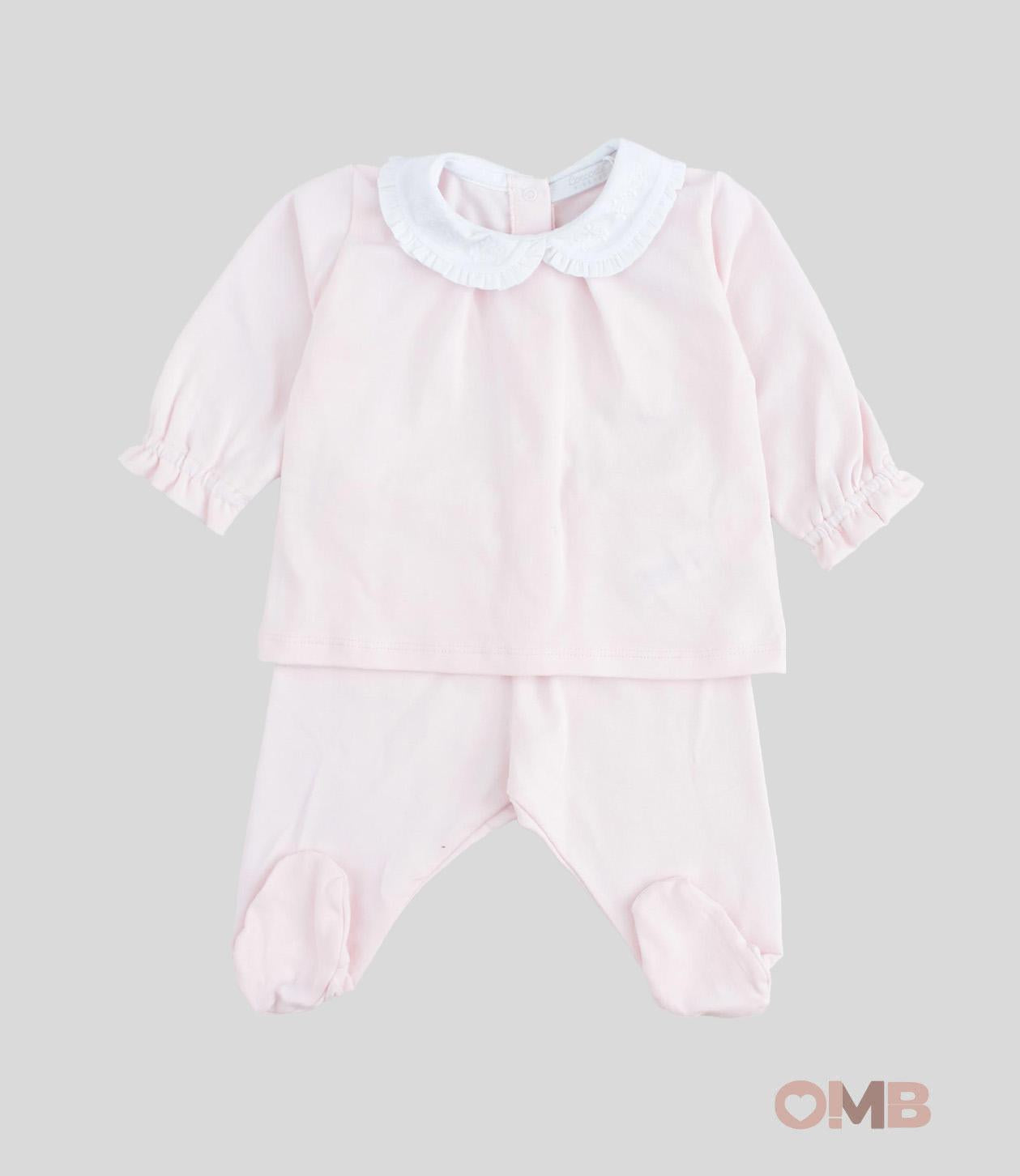 Tutina neonata Coccode 050 Rosa polsini manica lunga collo smerlato elastico bottoni 050 ROSA COCCODE 