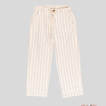 Pantalone bambina Zhoe&Tobiah SPP3M Beige coulisse tasche bottoni righe SPP3M TERRA DI SIENA ZHOE & TOBIA 