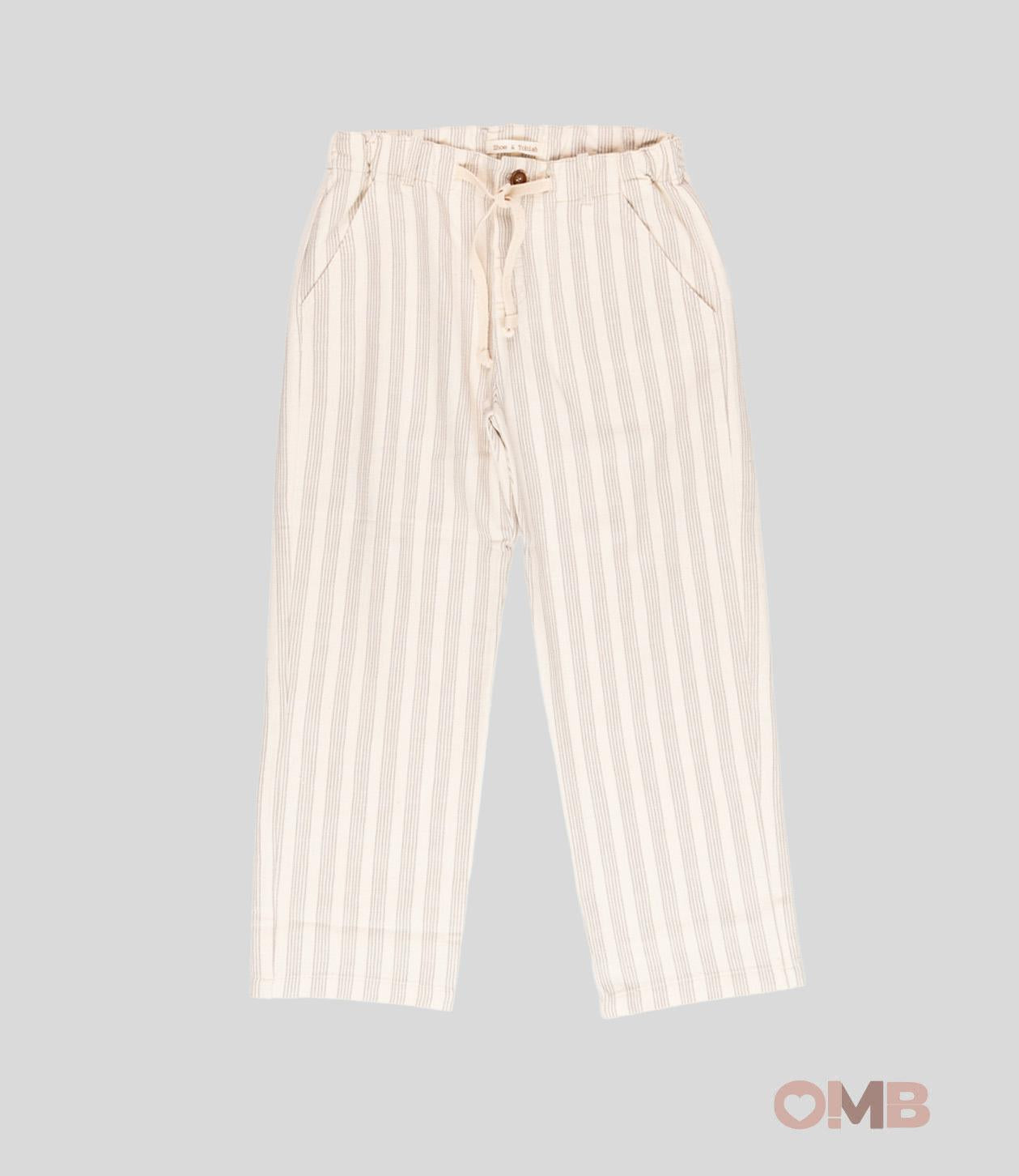 Pantalone bambina Zhoe&Tobiah SPP3M Beige coulisse tasche bottoni righe SPP3M TERRA DI SIENA ZHOE & TOBIA 
