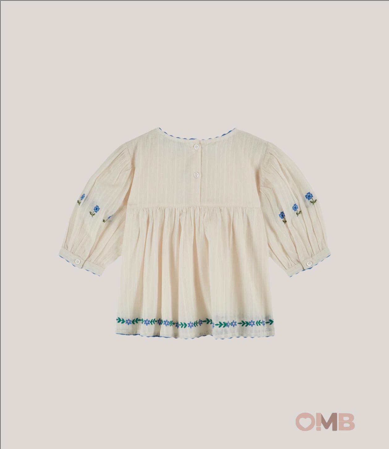 Blusa EMILE ET IDA bambina AD043A Panna AD043A PANNA-BLU EMILE ET IDA 