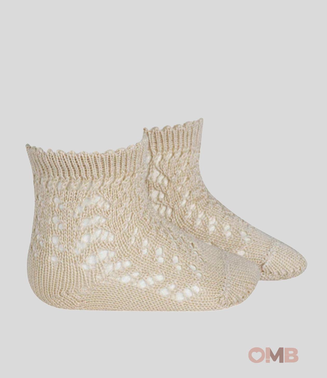 Calzino neonata Condor 2518/4 Lino traforato corti<BR/> 2518/4 304 CONDOR 