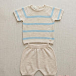 Completo neonato MAGLIFICIO VERONA 045576045577 Ecru<BR/> 045576-045577 ECRU-AZZURRO MAGLIFICIO VERONA 