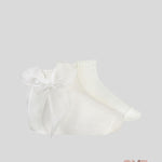 Calzino neonata Condor 2439/4 Latte maglia rasata fiocco organza 2439/4 202 CONDOR 